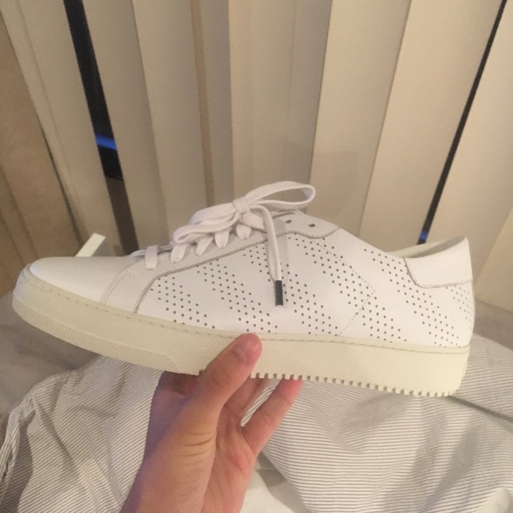 Off-White Diagonal-Striped Perforated Sneakers
